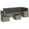 Image de vidaXL Ensemble de salon de jardin 7 pièces avec coussins Gris Poly rotin