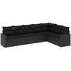 Image de vidaXL Ensemble de salon de jardin 7 pièces avec coussins noir poly rotin