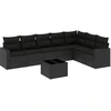 Image de vidaXL Ensemble de jardin canapé 8 pièces avec coussins noir poly rotin