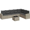 Image de vidaXL Ensemble de jardin canapé 8 pièces avec coussins gris clair Poly rotin