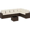 Image de vidaXL Ensemble de jardin canapé 8 pièces avec coussins Marron Poly rotin