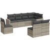 Image de vidaXL Ensemble de jardin canapé 8 pièces avec coussins gris clair Poly rotin