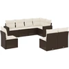 Image de vidaXL Ensemble de jardin canapé 8 pièces avec coussins Marron Poly rotin