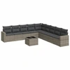 Image de vidaXL Ensemble de salon de jardin 10 pièces avec coussins Gris Poly Rattan