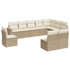 Image de vidaXL Ensemble de salon de jardin 10 pièces avec coussins Beige Poly Rattan
