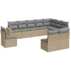 Image de vidaXL Ensemble de salon de jardin 10 pièces avec coussins Beige Poly Rattan