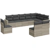 Image de vidaXL Ensemble de 10 canapés de jardin avec coussins gris clair Poly rotin
