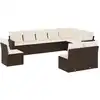 Image de vidaXL Ensemble de salon de jardin 10 pièces avec coussins Marron Poly Rattan