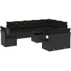 Image de vidaXL Ensemble de salon de jardin 11 pièces avec coussins noir poly rotin