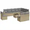 Image de vidaXL Ensemble de salon de jardin 11 pièces avec coussins Beige Poly Rattan
