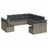 Image de vidaXL Ensemble de salon de jardin 11 pièces avec coussins Gris Poly rotin