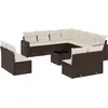 Image de vidaXL Ensemble de salon de jardin 12 pièces avec coussins Marron Poly rotin