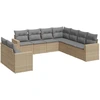 Image de vidaXL Ensemble de salon de jardin 9 pièces avec coussins beige Poly rotin