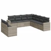 Image de vidaXL Ensemble de salon de jardin 9 pièces avec coussins gris clair Poly rotin