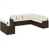 Image de vidaXL Ensemble de salon de jardin 9 pièces avec coussins Marron Poly Rattan