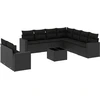 Image de vidaXL Ensemble de 10 canapés de jardin avec coussins noir poly rotin