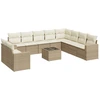 Image de vidaXL Ensemble de salon de jardin 11 pièces avec coussins Beige Poly Rattan