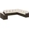 Image de vidaXL Ensemble de salon de jardin 11 pièces avec coussins Marron Poly rotin