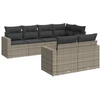 Image de vidaXL Ensemble de salon de jardin 7 pièces avec coussins Gris Poly rotin