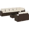 Image de vidaXL Ensemble de salon de jardin 9 pièces avec coussins Marron Poly Rattan