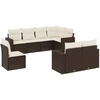 Image de vidaXL Ensemble de jardin canapé 8 pièces avec coussins Marron Poly rotin