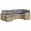 Image de vidaXL Ensemble de salon de jardin 6 pièces avec coussins Beige Poly Rattan