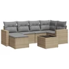 Image de vidaXL Ensemble de salon de jardin 7 pièces avec coussins Beige Poly Rattan
