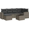 Image de vidaXL Ensemble de salon de jardin 7 pièces avec coussins Gris Poly rotin
