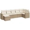 Image de vidaXL Ensemble de salon de jardin 7 pièces avec coussins Beige Poly Rattan