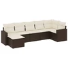Image de vidaXL Ensemble de salon de jardin 7 pièces avec coussins Marron Poly rotin