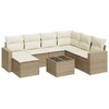 Image de vidaXL Ensemble de jardin canapé 8 pièces avec coussins Beige Poly Rattan