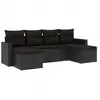 Image de vidaXL Ensemble de salon de jardin 6 pièces avec coussins noir poly rotin