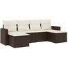 Image de vidaXL Ensemble de salon de jardin 6 pièces avec coussins Marron Poly Rattan