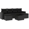 Image de vidaXL Ensemble de salon de jardin 7 pièces avec coussins noir poly rotin
