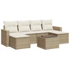 Image de vidaXL Ensemble de salon de jardin 7 pièces avec coussins Beige Poly Rattan