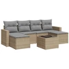 Image de vidaXL Ensemble de salon de jardin 7 pièces avec coussins Beige Poly Rattan