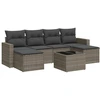 Image de vidaXL Ensemble de salon de jardin 7 pièces avec coussins Gris Poly rotin