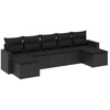 Image de vidaXL Ensemble de salon de jardin 7 pièces avec coussins noir poly rotin