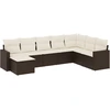 Image de vidaXL Ensemble de jardin canapé 8 pièces avec coussins Marron Poly rotin