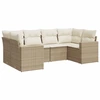 Image de vidaXL Ensemble de salon de jardin 6 pièces avec coussins Beige Poly Rattan