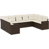 Image de vidaXL Ensemble de salon de jardin 9 pièces avec coussins Marron Poly Rattan