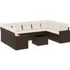 Image de vidaXL Ensemble de salon de jardin 10 pièces avec coussins Marron Poly Rattan