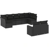 Image de vidaXL Ensemble de salon de jardin 9 pièces avec coussins noir poly rotin
