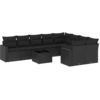 Image de vidaXL Ensemble de 10 canapés de jardin avec coussins noir poly rotin