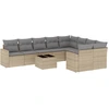 Image de vidaXL Ensemble de salon de jardin 10 pièces avec coussins Beige Poly Rattan