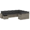Image de vidaXL Ensemble de salon de jardin 10 pièces avec coussins Gris Poly Rattan