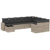 Image de vidaXL Ensemble de 10 canapés de jardin avec coussins gris clair Poly rotin