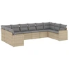 Image de vidaXL Ensemble de salon de jardin 10 pièces avec coussins Beige Poly Rattan