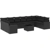Image de vidaXL Ensemble de salon de jardin 11 pièces avec coussins noir poly rotin