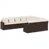 Image de vidaXL Ensemble de salon de jardin 10 pièces avec coussins Marron Poly Rattan
